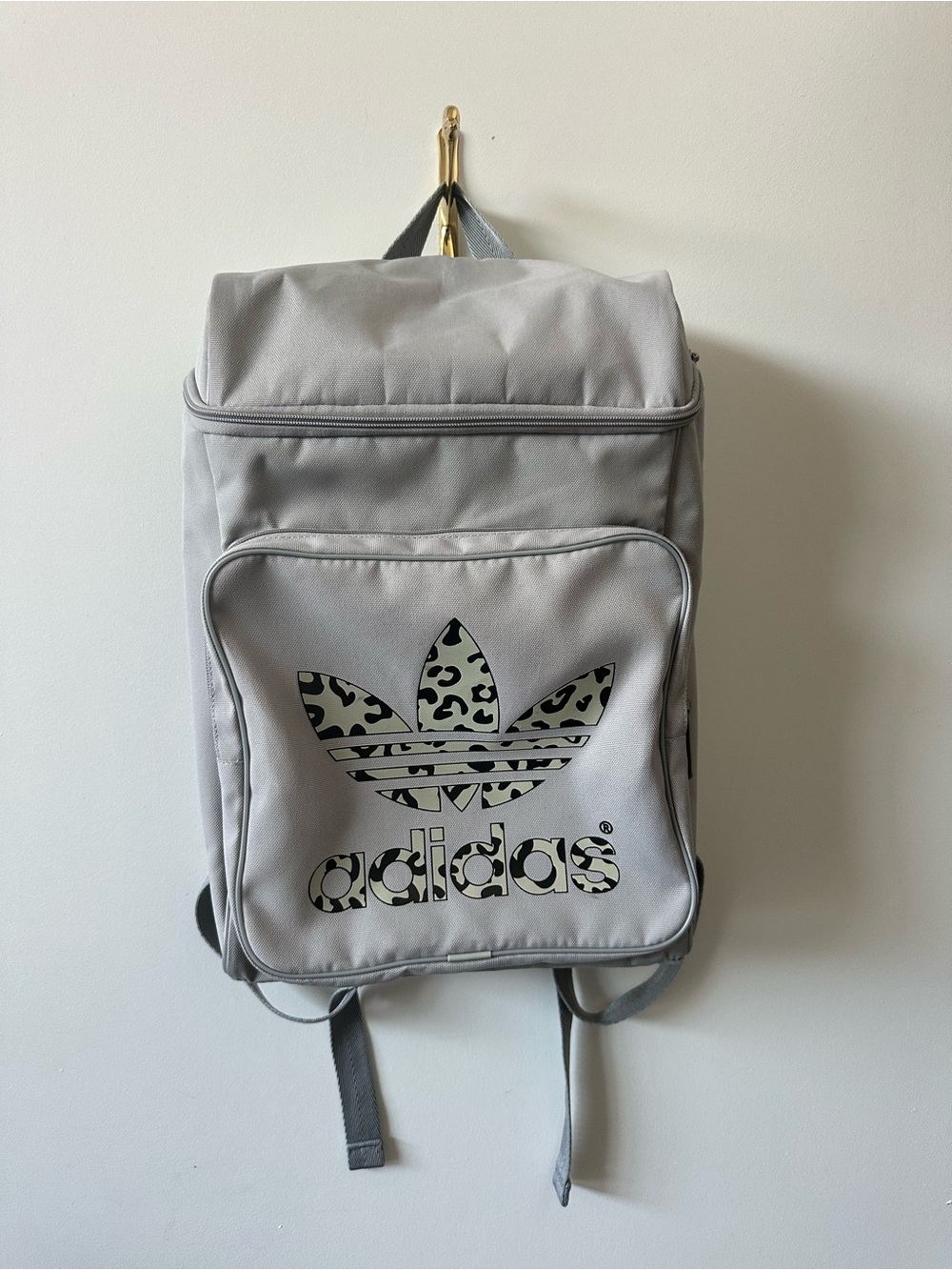 Adidas Light Gray Trefoil Backpack Leopard Bag
